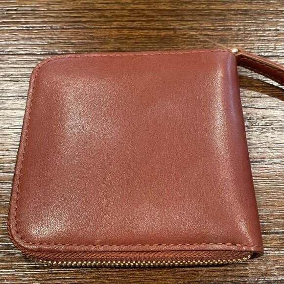NWT Madewell Essential Zip Wallet Warm Cinnamon Brown Leather Square 4x4 NN468 - Picture 2 of 9